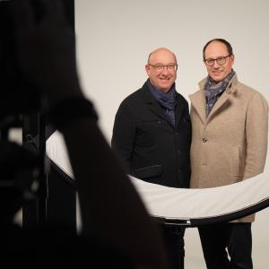 Fotoshooting mit den St.Galler Regierungsräten Marc Mächler und Beat Tinner (beide FDP)